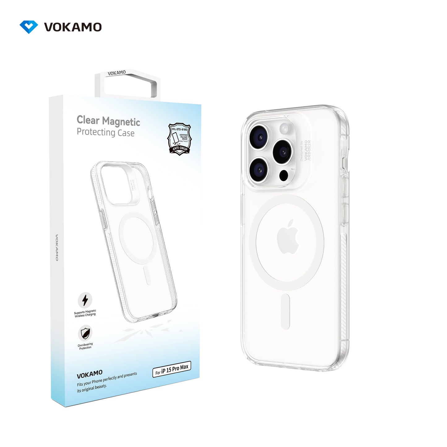 VOKAMO Clear Shockproof Magnetic Case For iPhone 15 Pro Max 15 Pro iPhone 15 Case