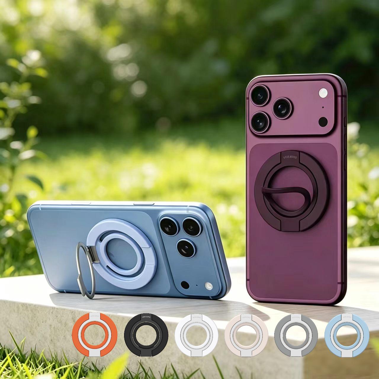 Double Sided Magnetic Phone Holder 360° Rotation Soft Silicon Phone Grip Finger Ring Kickstand
