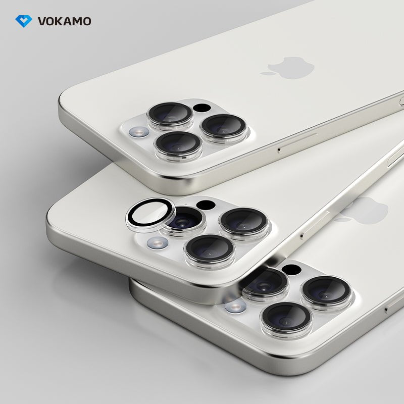 VOKAMO Camera Lens Protector for iPhone 16 Pro/iPhone 16 Pro Max,[Drop Protection ] AR Tempered Glass Camera Cover Screen Metal Ring Case Friendly Scratch Resistant Easy to Install - VOKAMO