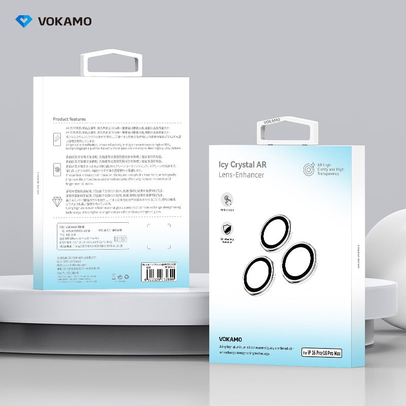 VOKAMO Camera Lens Protector for iPhone 16 Pro/iPhone 16 Pro Max,[Drop Protection ] AR Tempered Glass Camera Cover Screen Metal Ring Case Friendly Scratch Resistant Easy to Install - VOKAMO