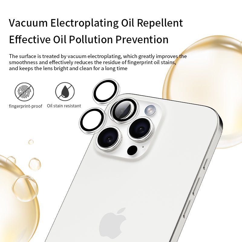 VOKAMO Camera Lens Protector for iPhone 16 Pro/iPhone 16 Pro Max,[Drop Protection ] AR Tempered Glass Camera Cover Screen Metal Ring Case Friendly Scratch Resistant Easy to Install - VOKAMO