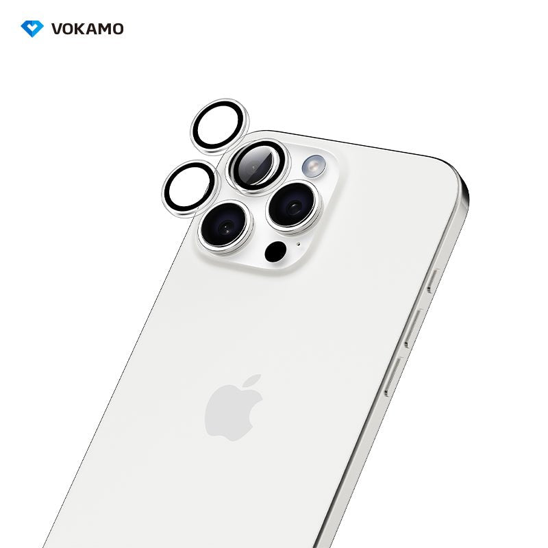VOKAMO Camera Lens Protector for iPhone 16 Pro/iPhone 16 Pro Max,[Drop Protection ] AR Tempered Glass Camera Cover Screen Metal Ring Case Friendly Scratch Resistant Easy to Install - VOKAMO