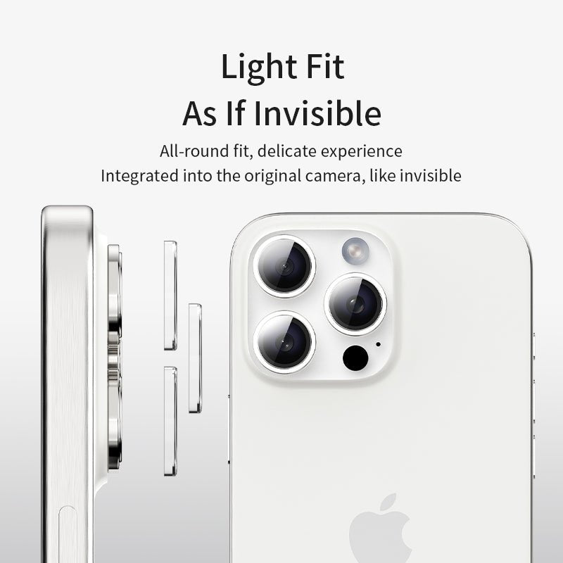 VOKAMO Camera Lens Protector for iPhone 16 Pro/iPhone 16 Pro Max,[Drop Protection ] AR Tempered Glass Camera Cover Screen Metal Ring Case Friendly Scratch Resistant Easy to Install - VOKAMO