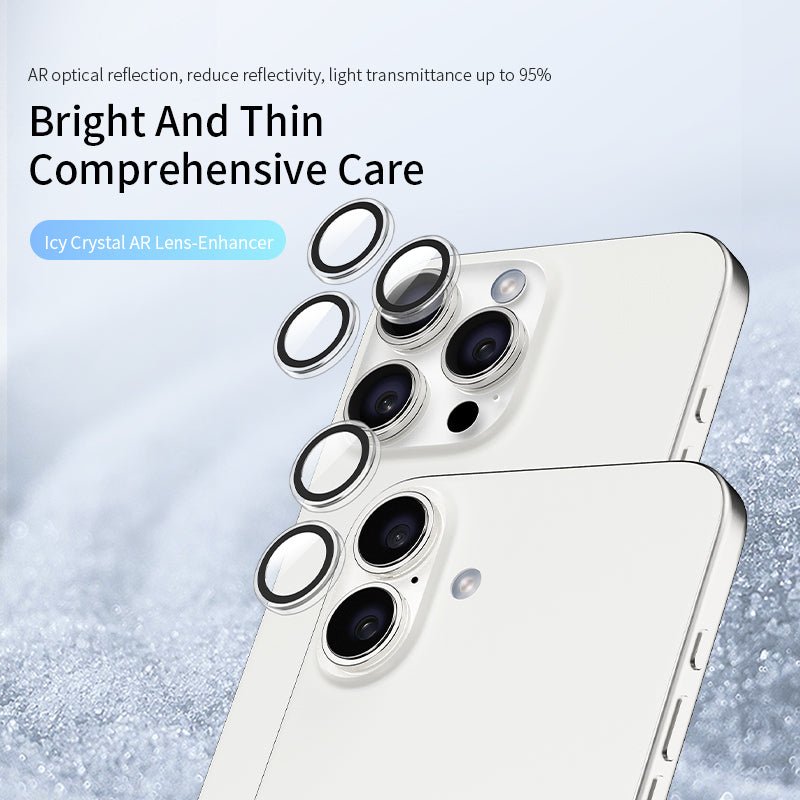 VOKAMO Camera Lens Protector for iPhone 16 Pro/iPhone 16 Pro Max,[Drop Protection ] AR Tempered Glass Camera Cover Screen Metal Ring Case Friendly Scratch Resistant Easy to Install - VOKAMO
