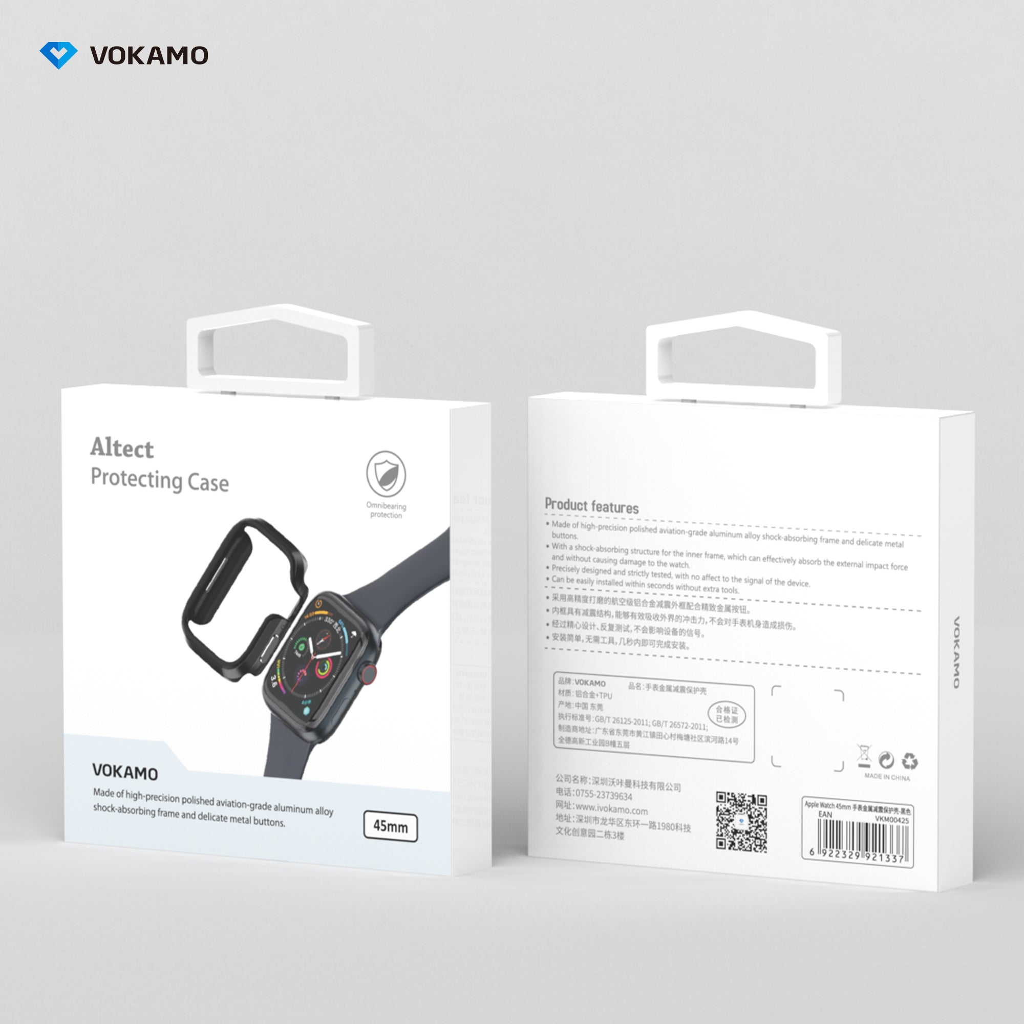 VOKAMO Defense Bumper case for Apple Watch 45MM 41MM[No Screen Protector] - VOKAMO
