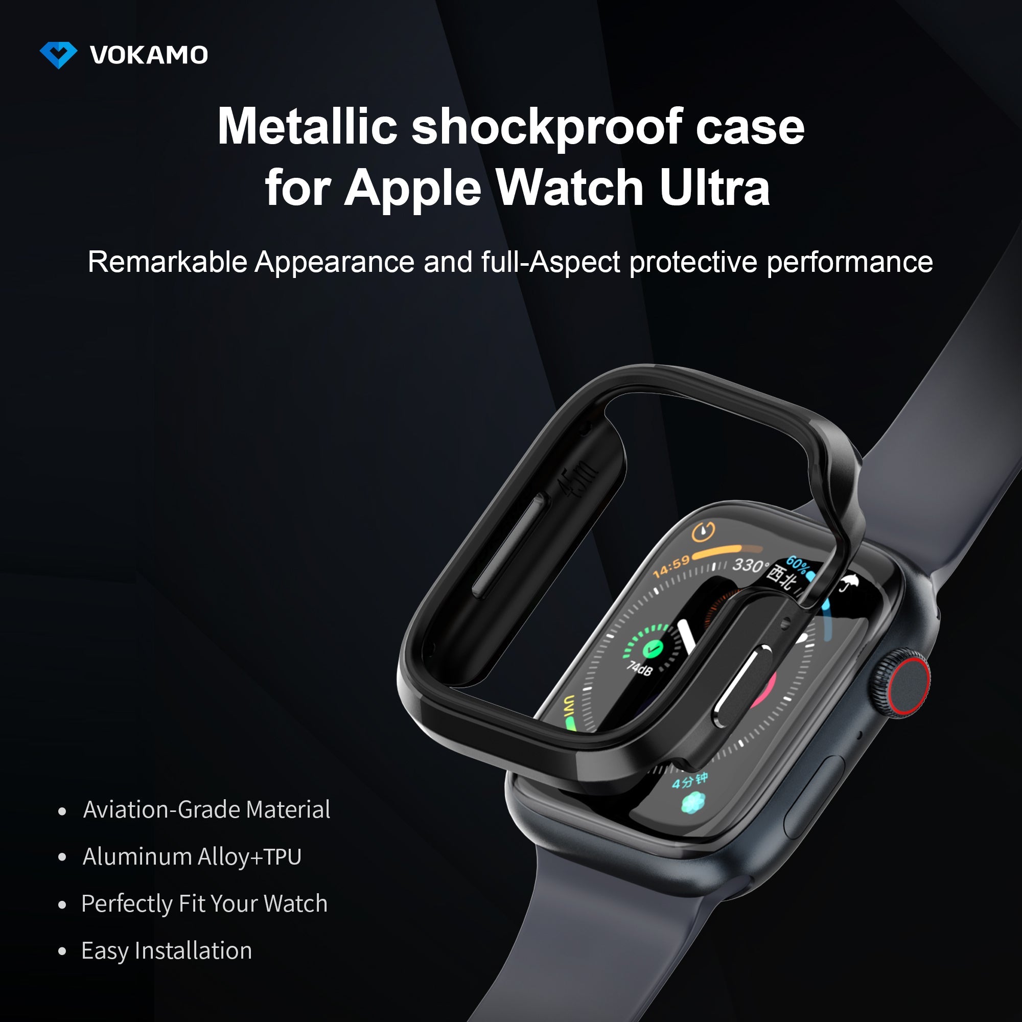VOKAMO Defense Bumper case for Apple Watch 45MM 41MM[No Screen Protector] - VOKAMO