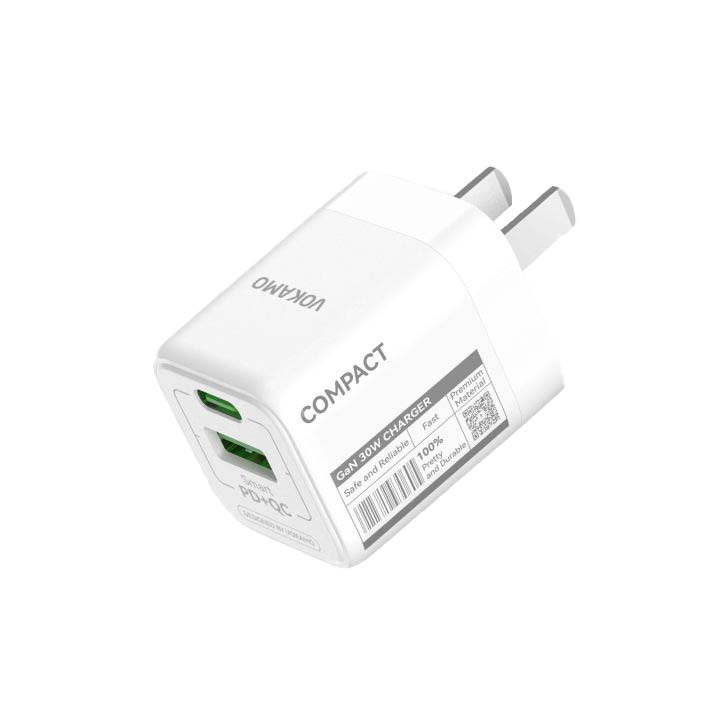 VOKAMO GaN 30W USB - C+USB - A 2 - Port Wall Charger USB C Fast Charger - VOKAMO
