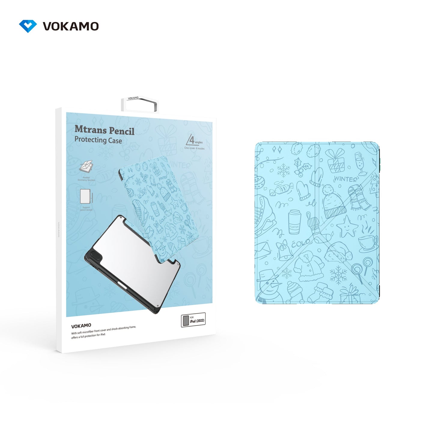 VOKAMO iPad Stand Case for iPad 10.9 " (2022) Tablet Stand Case Cover with Pencil Holder for iPad 10th Case - VOKAMO