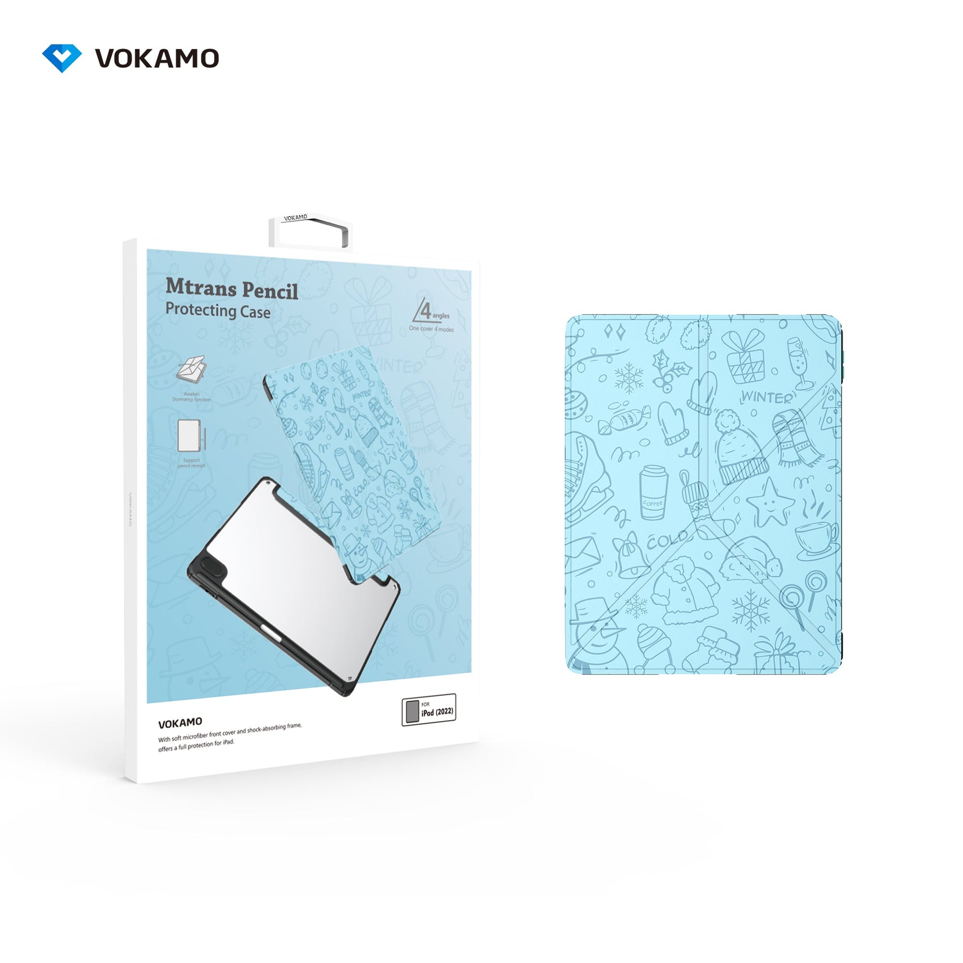 VOKAMO iPad Stand Case for iPad 10.9 " (2022) Tablet Stand Case Cover with Pencil Holder for iPad 10th Case - VOKAMO