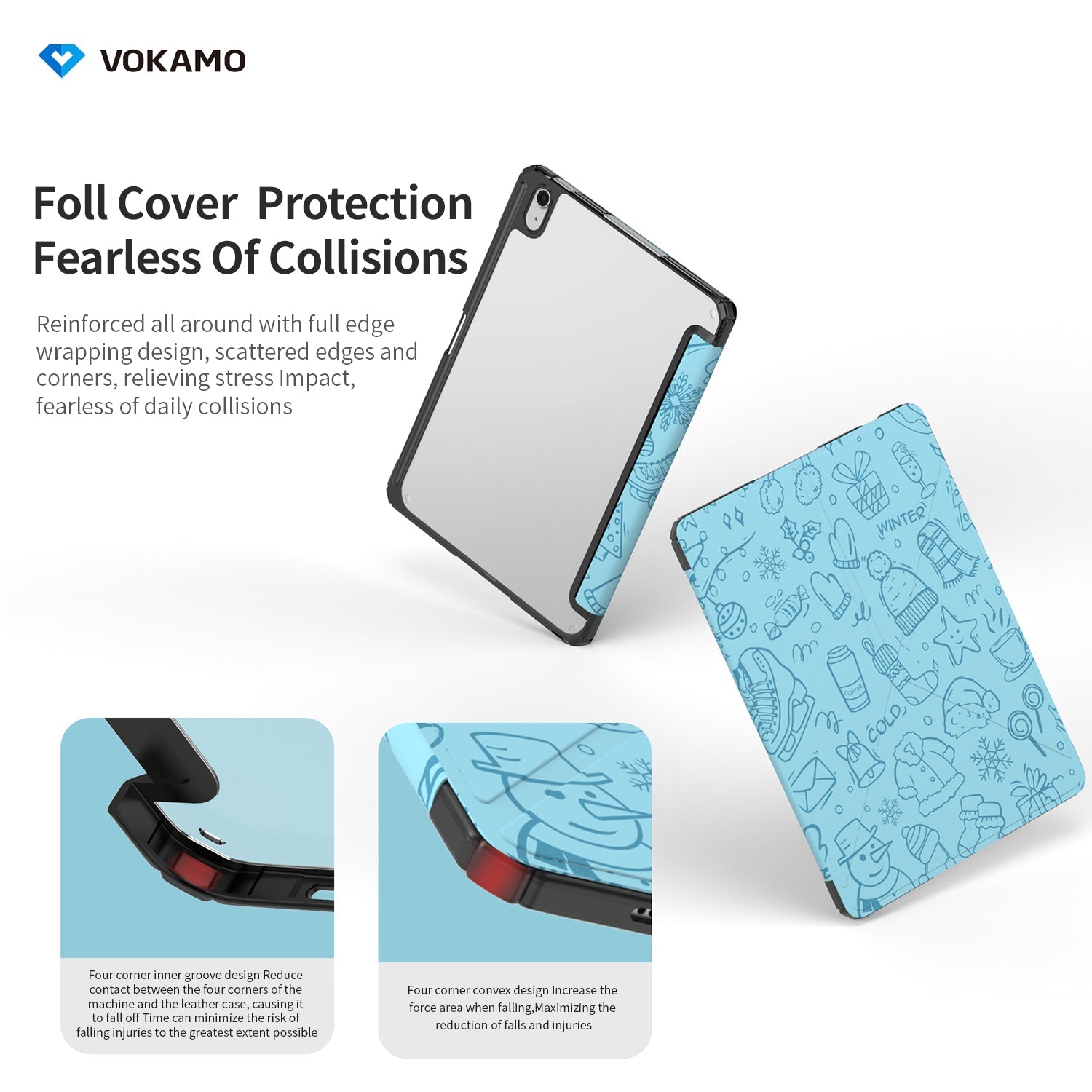 VOKAMO iPad Stand Case for iPad 10.9 " (2022) Tablet Stand Case Cover with Pencil Holder for iPad 10th Case - VOKAMO