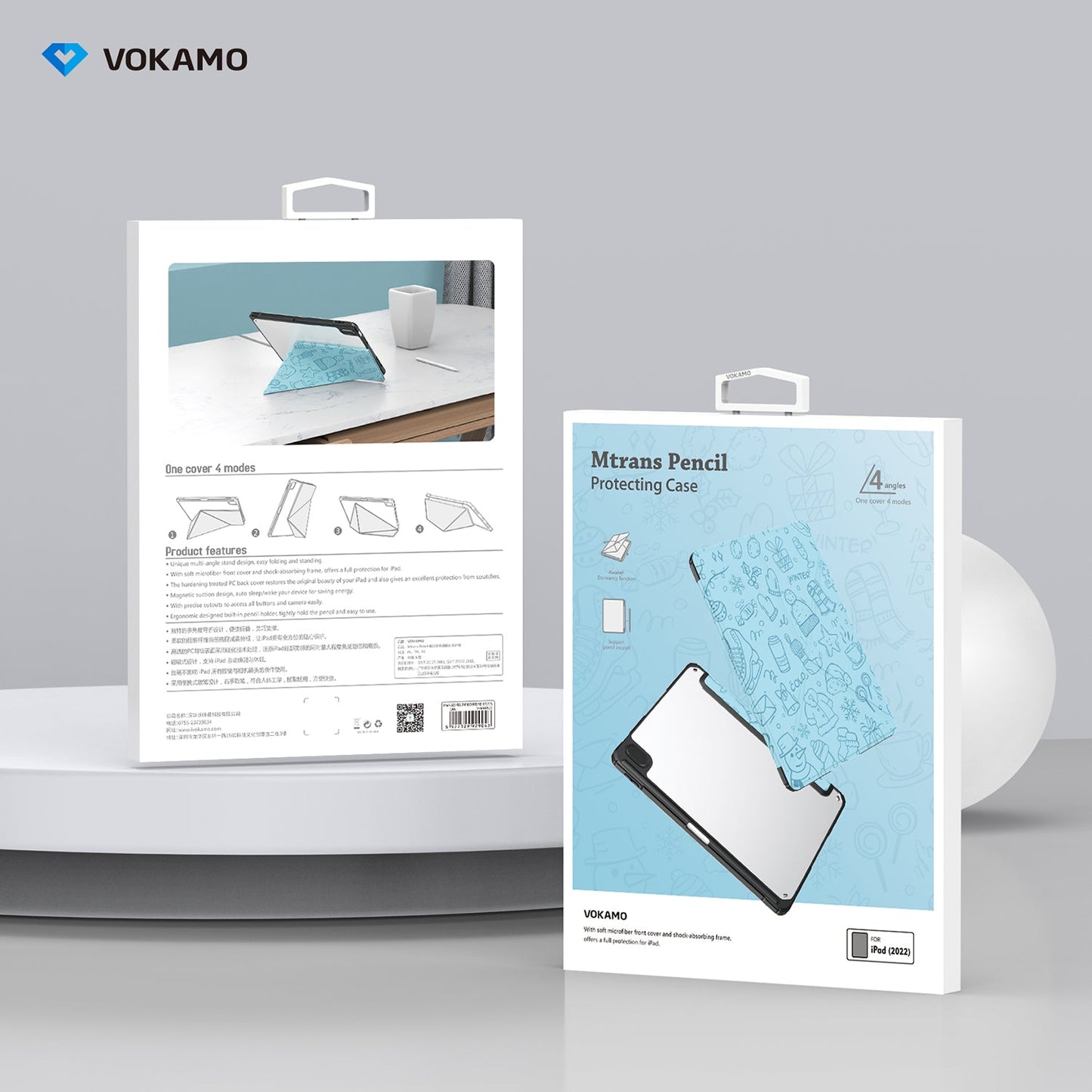VOKAMO iPad Stand Case for iPad 10.9 " (2022) Tablet Stand Case Cover with Pencil Holder for iPad 10th Case - VOKAMO
