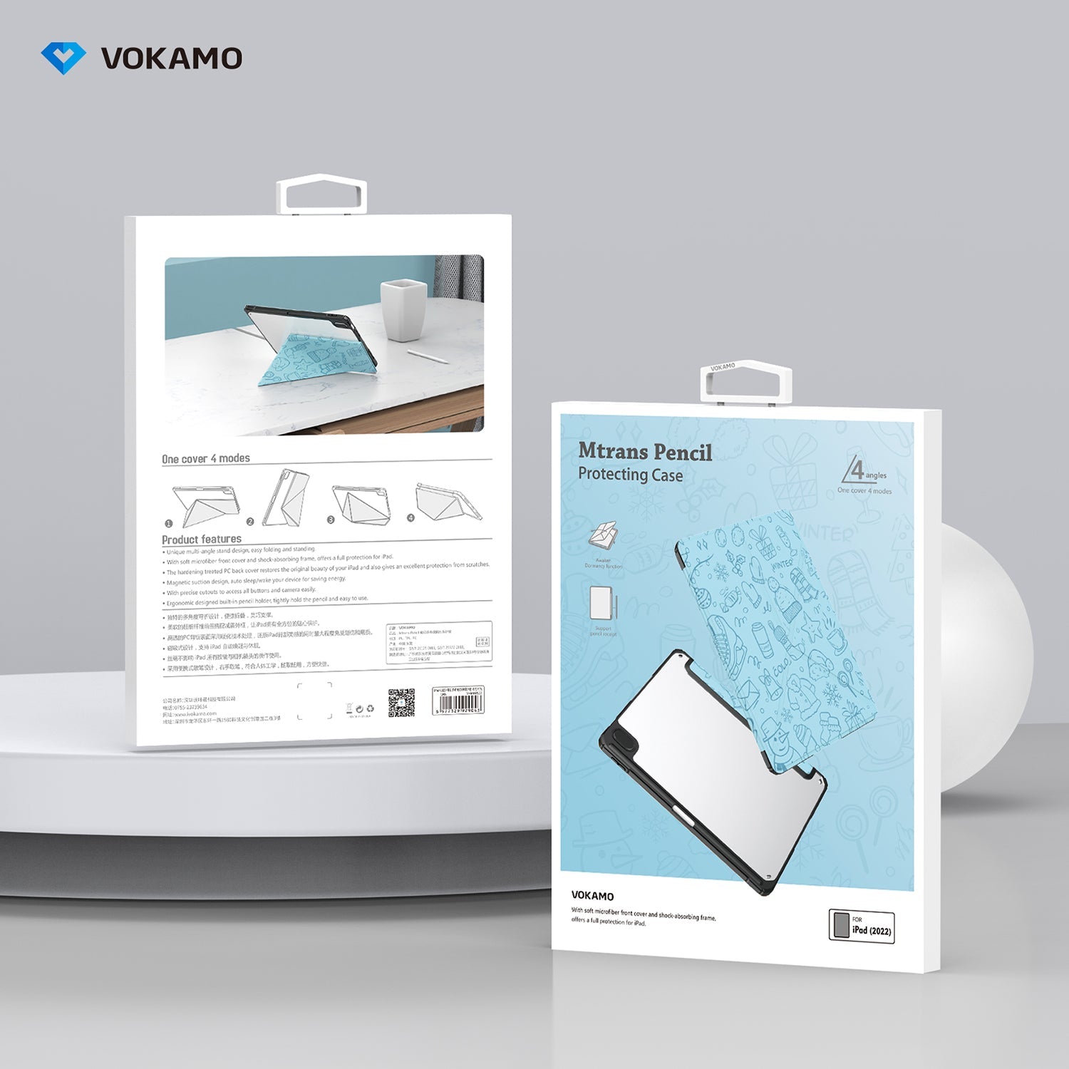 VOKAMO iPad Stand Case for iPad 10.9 " (2022) Tablet Stand Case Cover with Pencil Holder for iPad 10th Case - VOKAMO