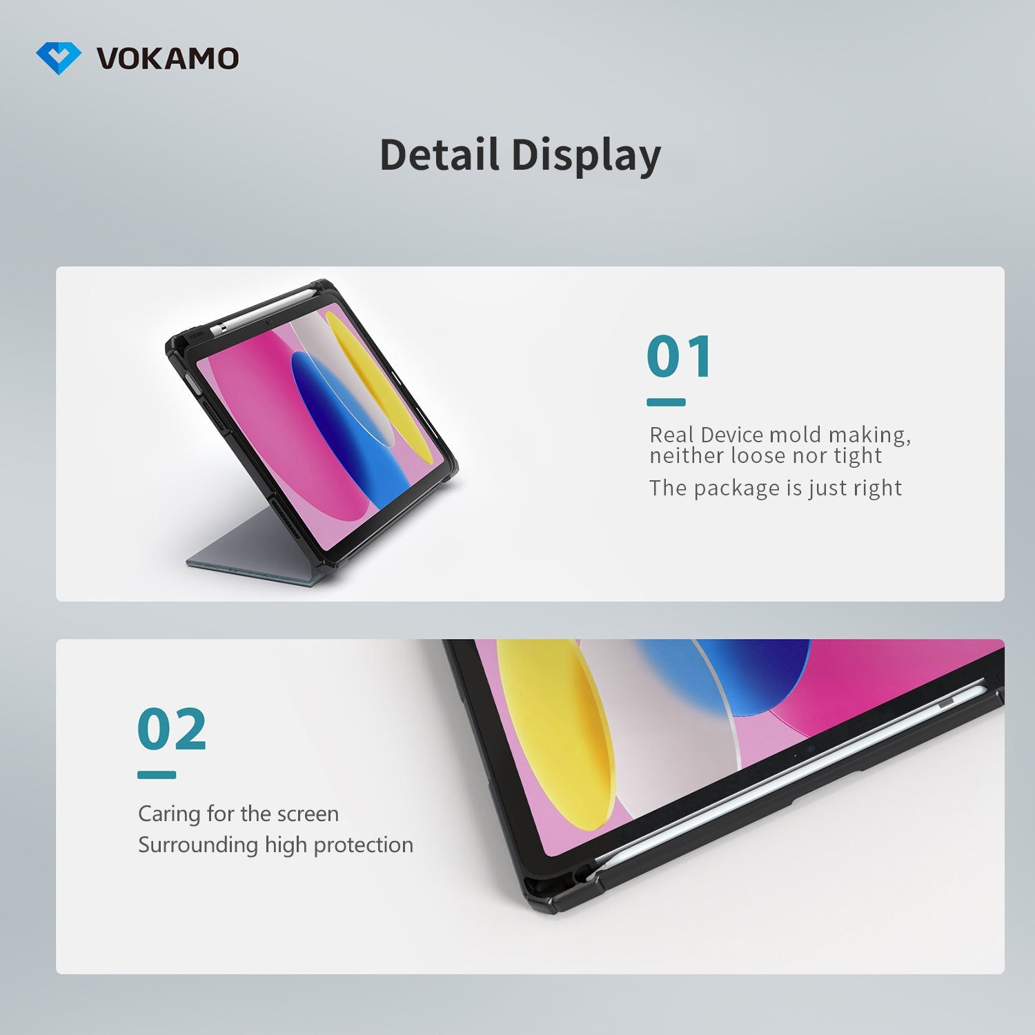 VOKAMO iPad Stand Case for iPad 10.9 " (2022) Tablet Stand Case Cover with Pencil Holder for iPad 10th Case - VOKAMO