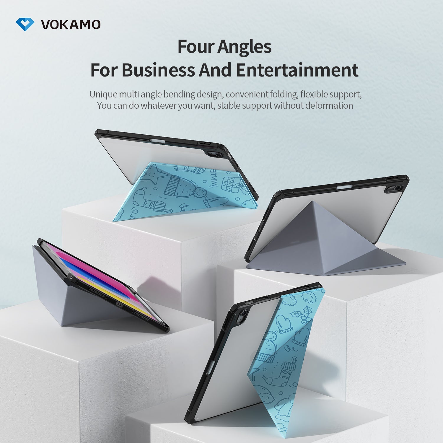 VOKAMO iPad Stand Case for iPad 10.9 " (2022) Tablet Stand Case Cover with Pencil Holder for iPad 10th Case - VOKAMO
