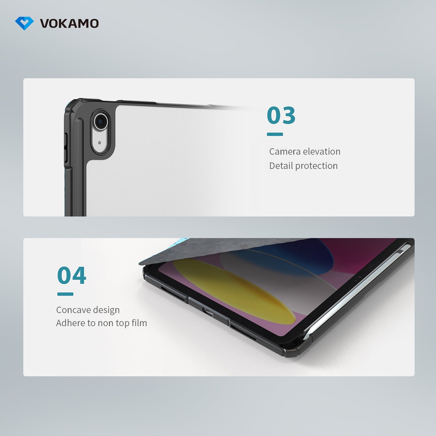 VOKAMO iPad Stand Case for iPad 10.9 " (2022) Tablet Stand Case Cover with Pencil Holder for iPad 10th Case - VOKAMO
