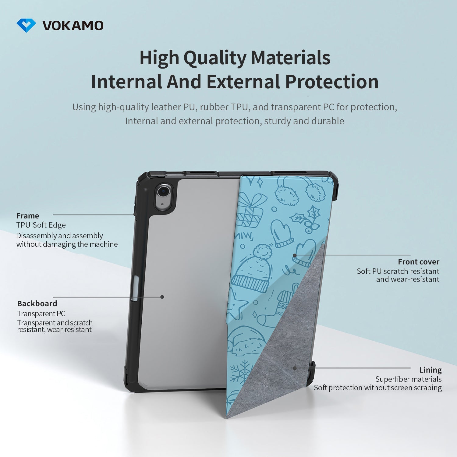 VOKAMO iPad Stand Case for iPad 10.9 " (2022) Tablet Stand Case Cover with Pencil Holder for iPad 10th Case - VOKAMO