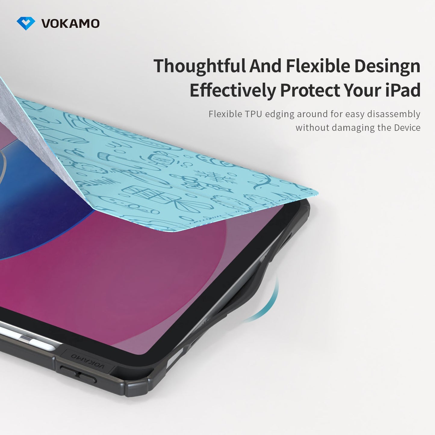 VOKAMO iPad Stand Case for iPad 10.9 " (2022) Tablet Stand Case Cover with Pencil Holder for iPad 10th Case - VOKAMO