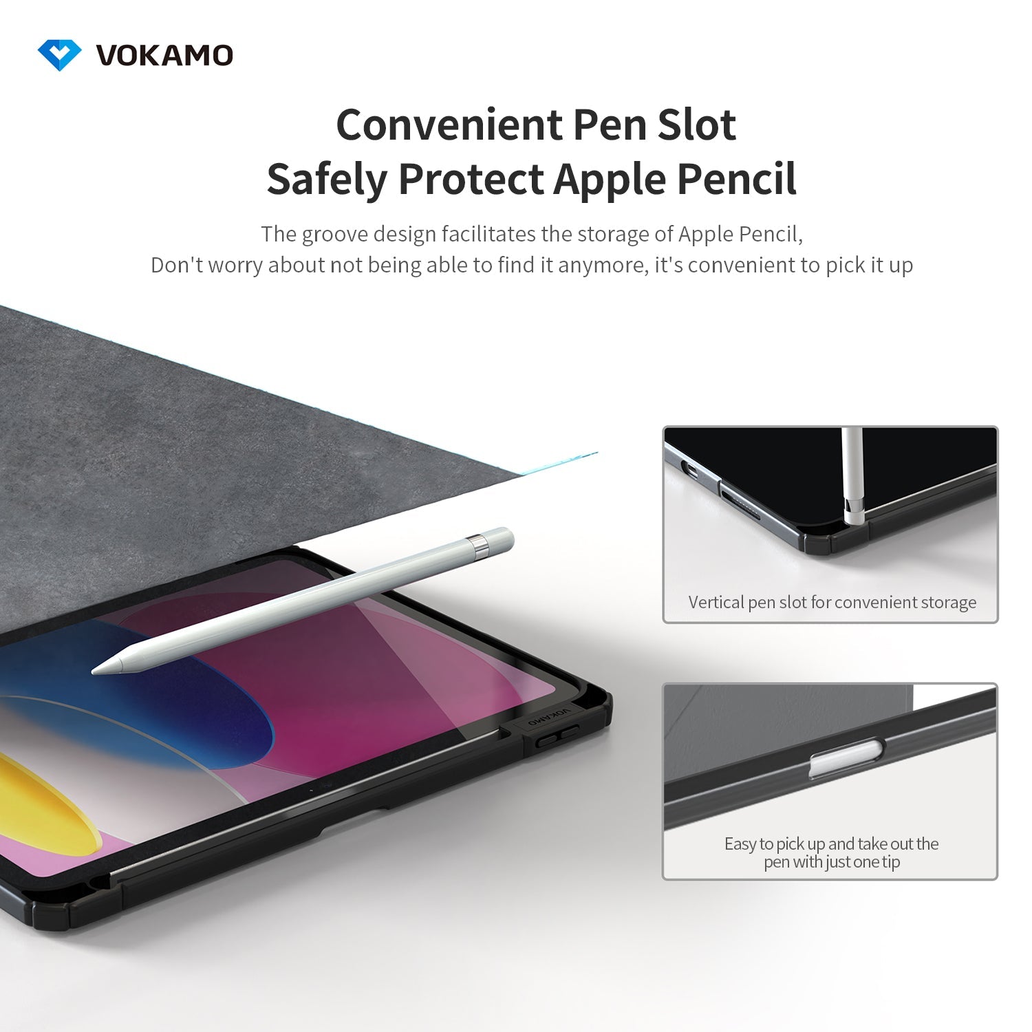 VOKAMO iPad Stand Case for iPad 10.9 " (2022) Tablet Stand Case Cover with Pencil Holder for iPad 10th Case - VOKAMO