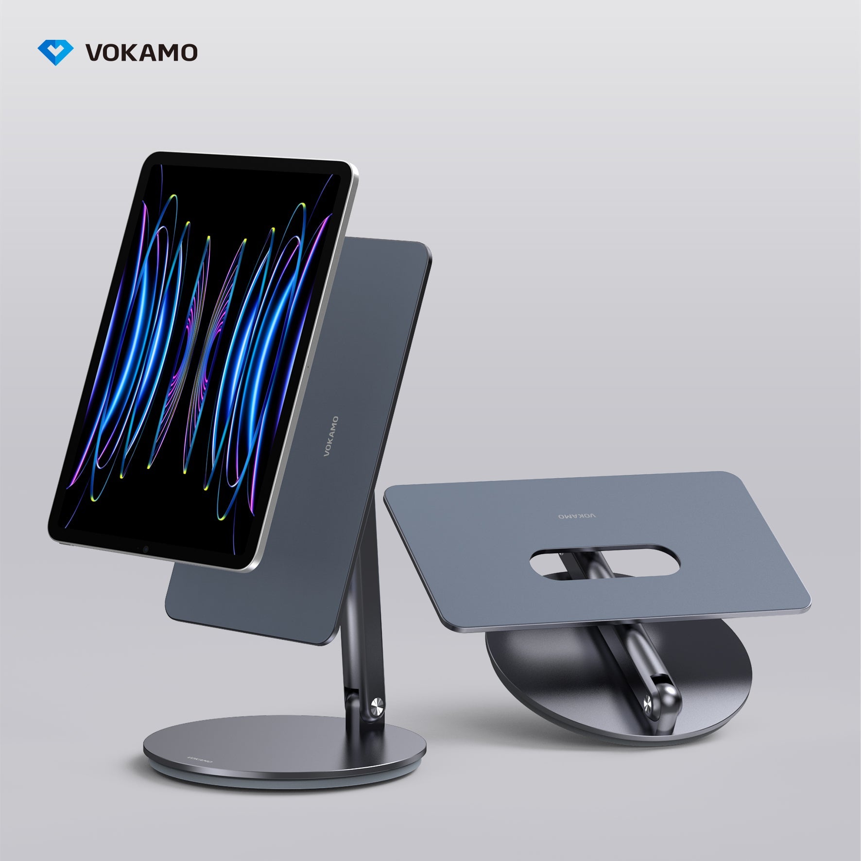 VOKAMO Magnetic iPad Stand 360° Rotating Base Foldable Alloy Tablet Holder Designed For iPad Pro iPad Air - VOKAMO