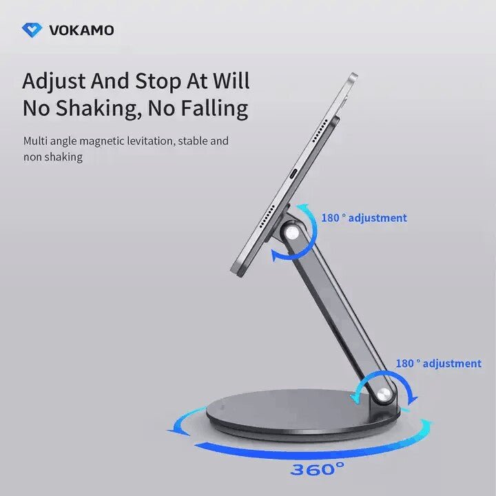 VOKAMO Magnetic iPad Stand 360° Rotating Base Foldable Alloy Tablet Holder Designed For iPad Pro iPad Air - VOKAMO