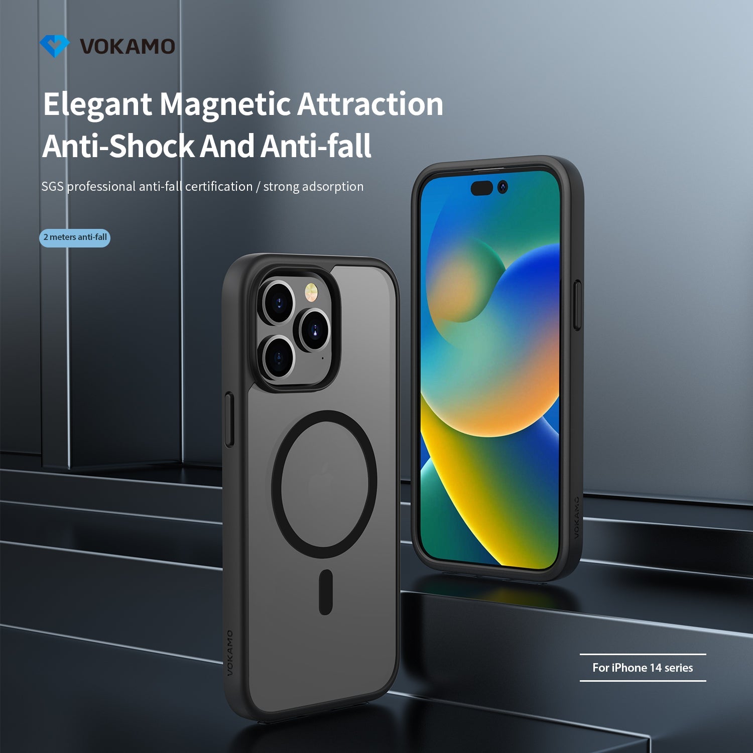 VOKAMO Matte Clear Magnetic Shockproof Case for iPhone 14 Pro Max/14 Pro/14/14 Plus Case with MagSafe - VOKAMO