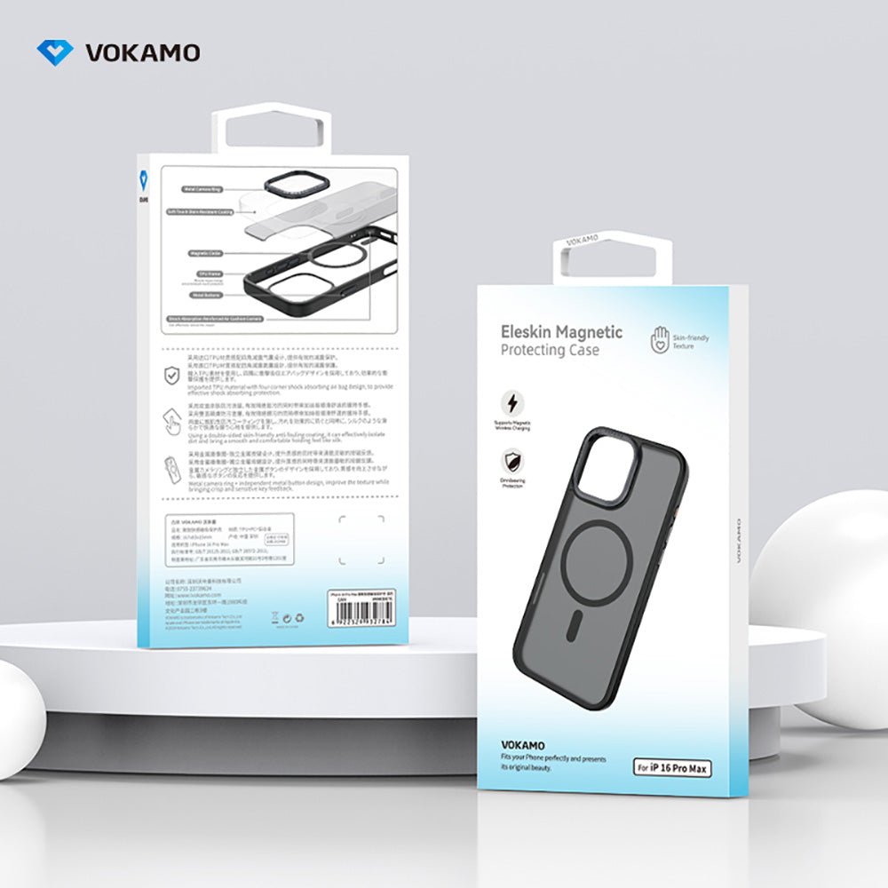VOKAMO Matte MagSafe Case for iPhone 16 Pro Max Case with Metal Camera Ring Hybrid Magnetic Case - VOKAMO
