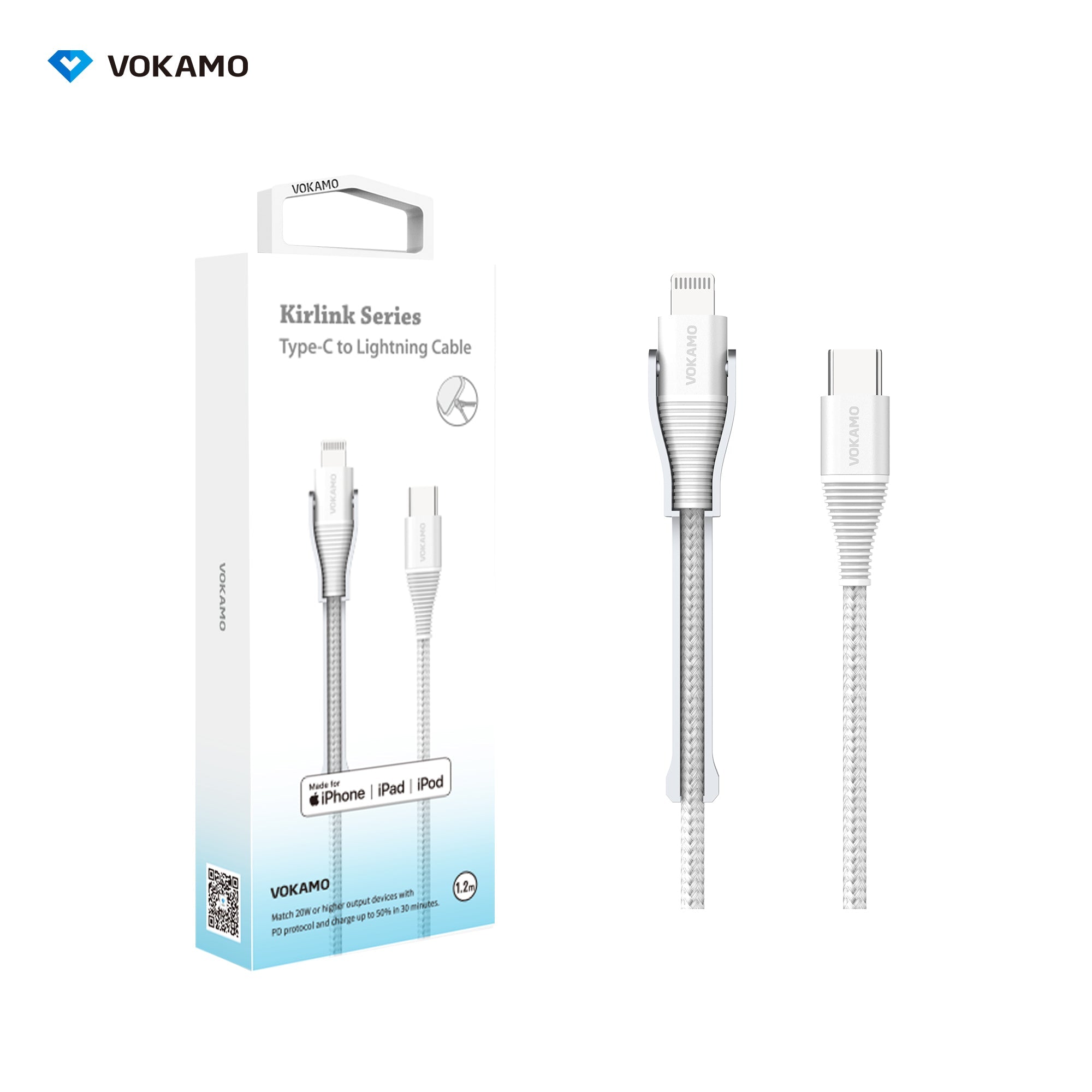 VOKAMO [MFI Certified]USB - C to Lightning Cable with Phone Holder Design 1.2m - VOKAMO