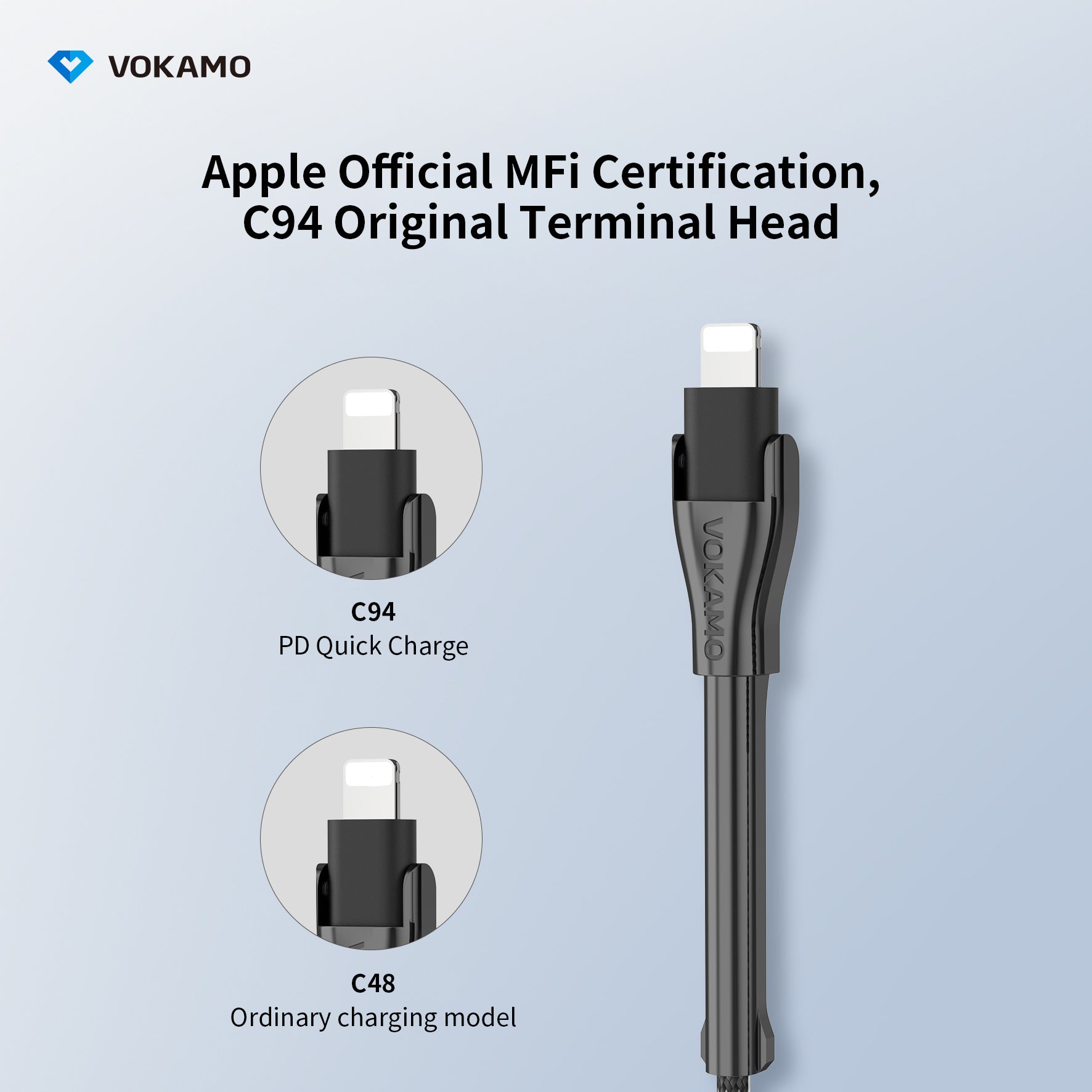 VOKAMO [MFI Certified]USB - C to Lightning Cable with Phone Holder Design 1.2m - VOKAMO