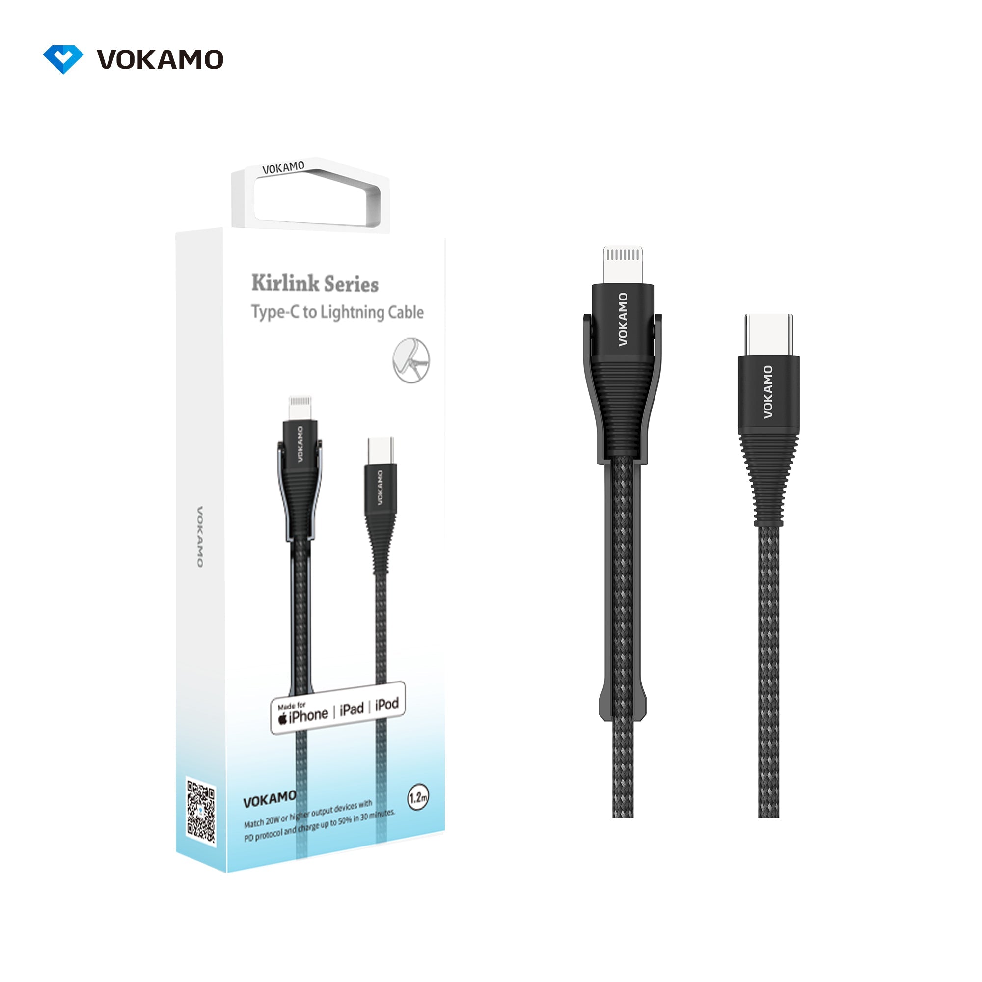 VOKAMO [MFI Certified]USB - C to Lightning Cable with Phone Holder Design 1.2m - VOKAMO