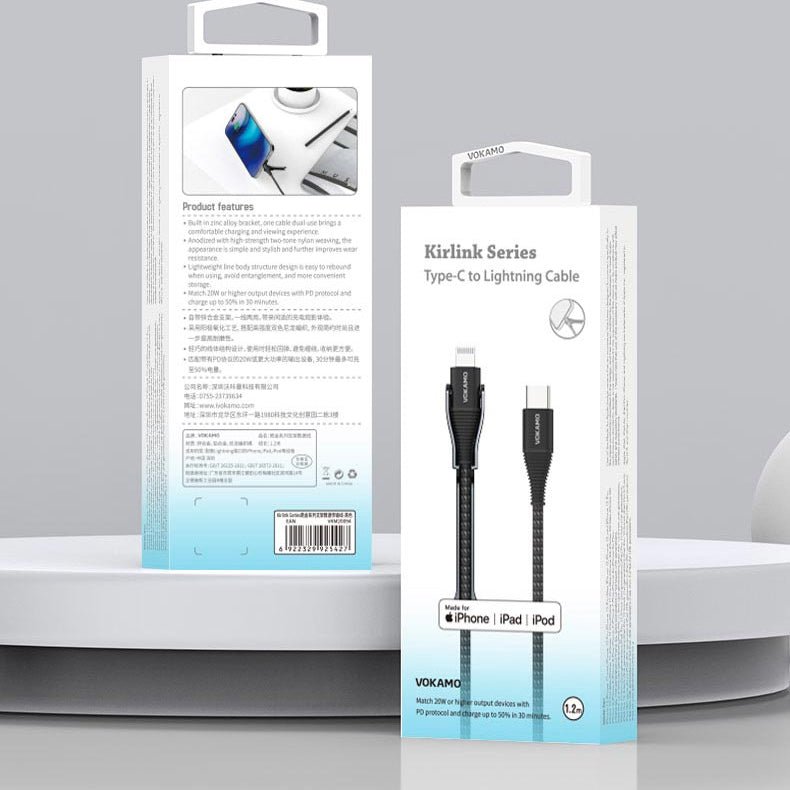 VOKAMO [MFI Certified]USB - C to Lightning Cable with Phone Holder Design 1.2m - VOKAMO