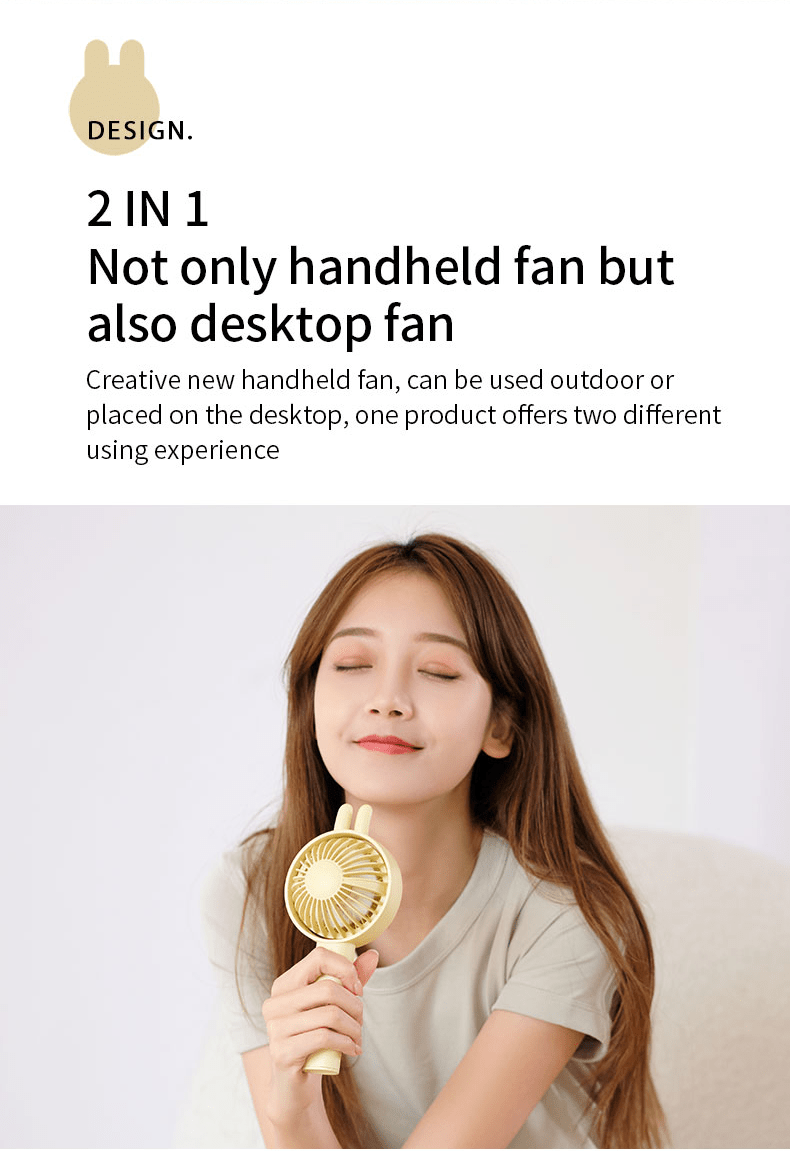 Vokamo Portable Mini Hand Fan Cute Rabbit Handheld Air Fan - VOKAMO