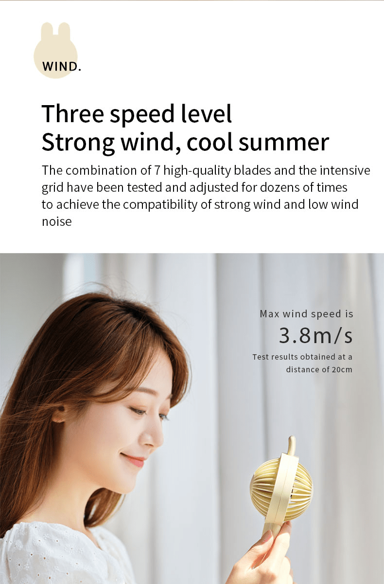 Vokamo Portable Mini Hand Fan Cute Rabbit Handheld Air Fan - VOKAMO