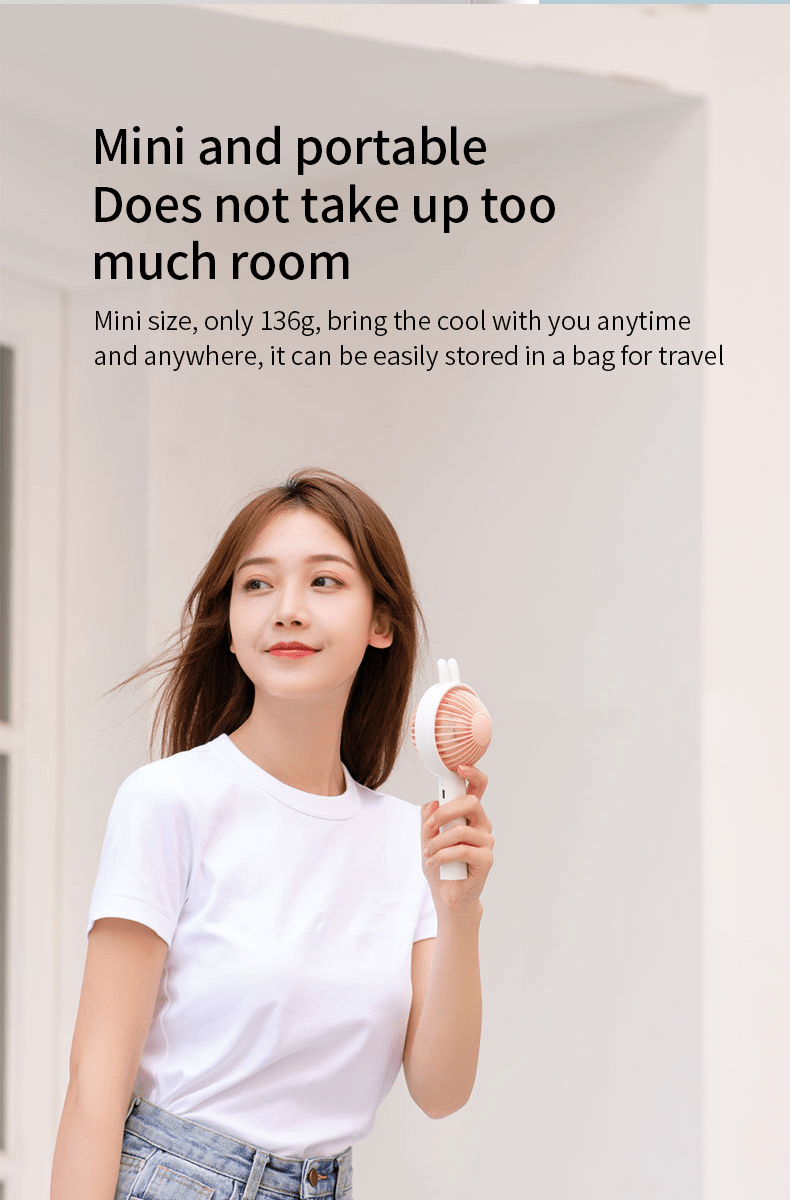 Vokamo Portable Mini Hand Fan Cute Rabbit Handheld Air Fan - VOKAMO