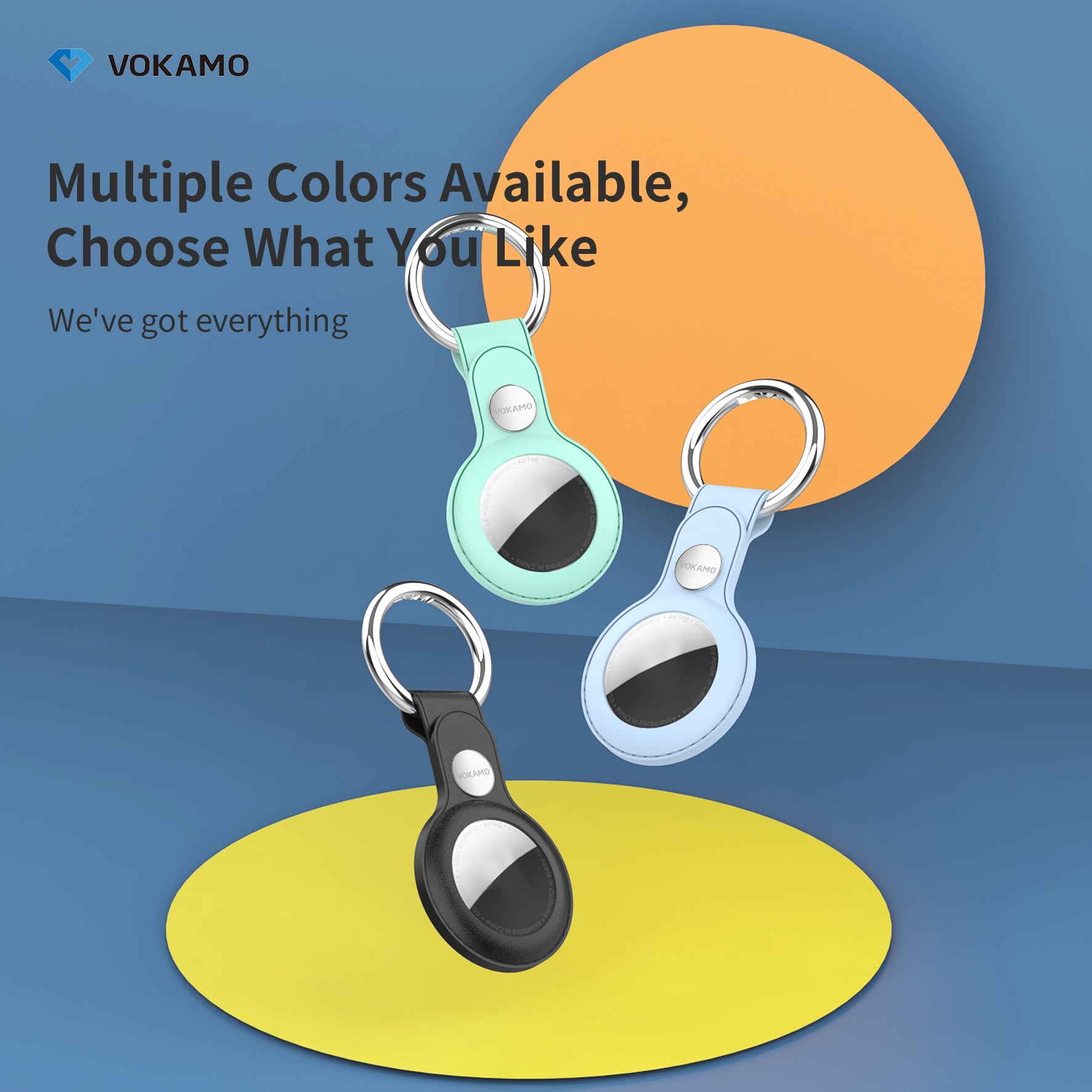 VOKAMO PU Leather Air Tag Holder for Apple Airtag, Protective Air Tag Accessories - VOKAMO