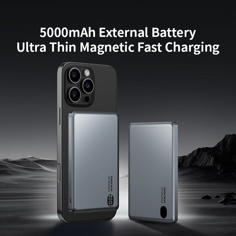 VOKAMO Ultra Slim Magnetic Power Bank 5000mAh Portable Travel Battery Bank - VOKAMO