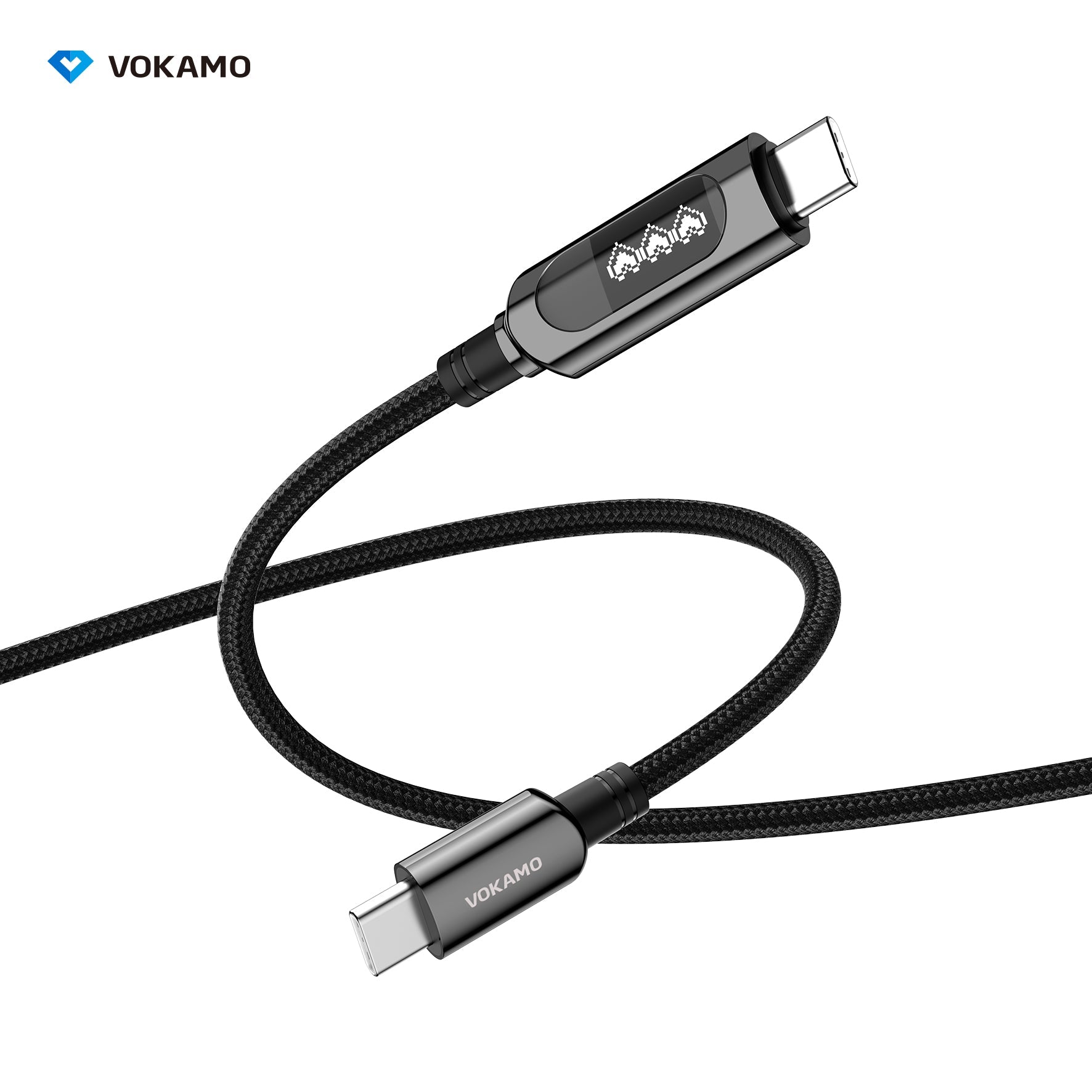 VOKAMO USB C Cable,LED Power Display E - Marker PD 100W 5A Fast Charging Type C Cable 1.2M - VOKAMO