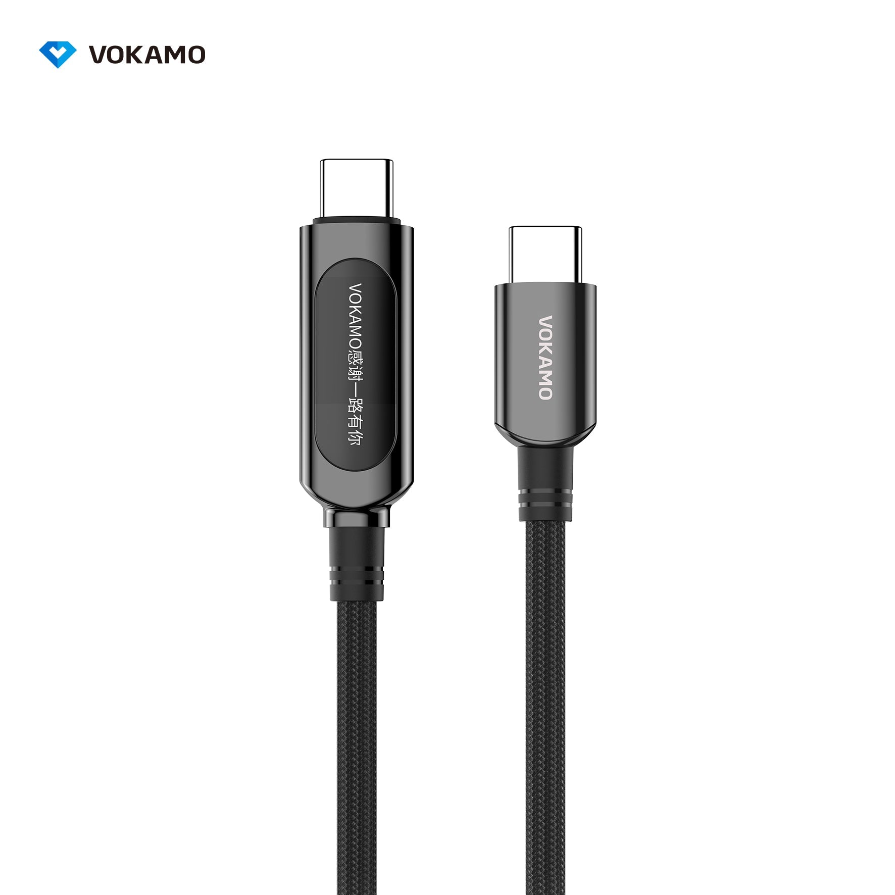 VOKAMO USB C Cable,LED Power Display E - Marker PD 100W 5A Fast Charging Type C Cable 1.2M - VOKAMO