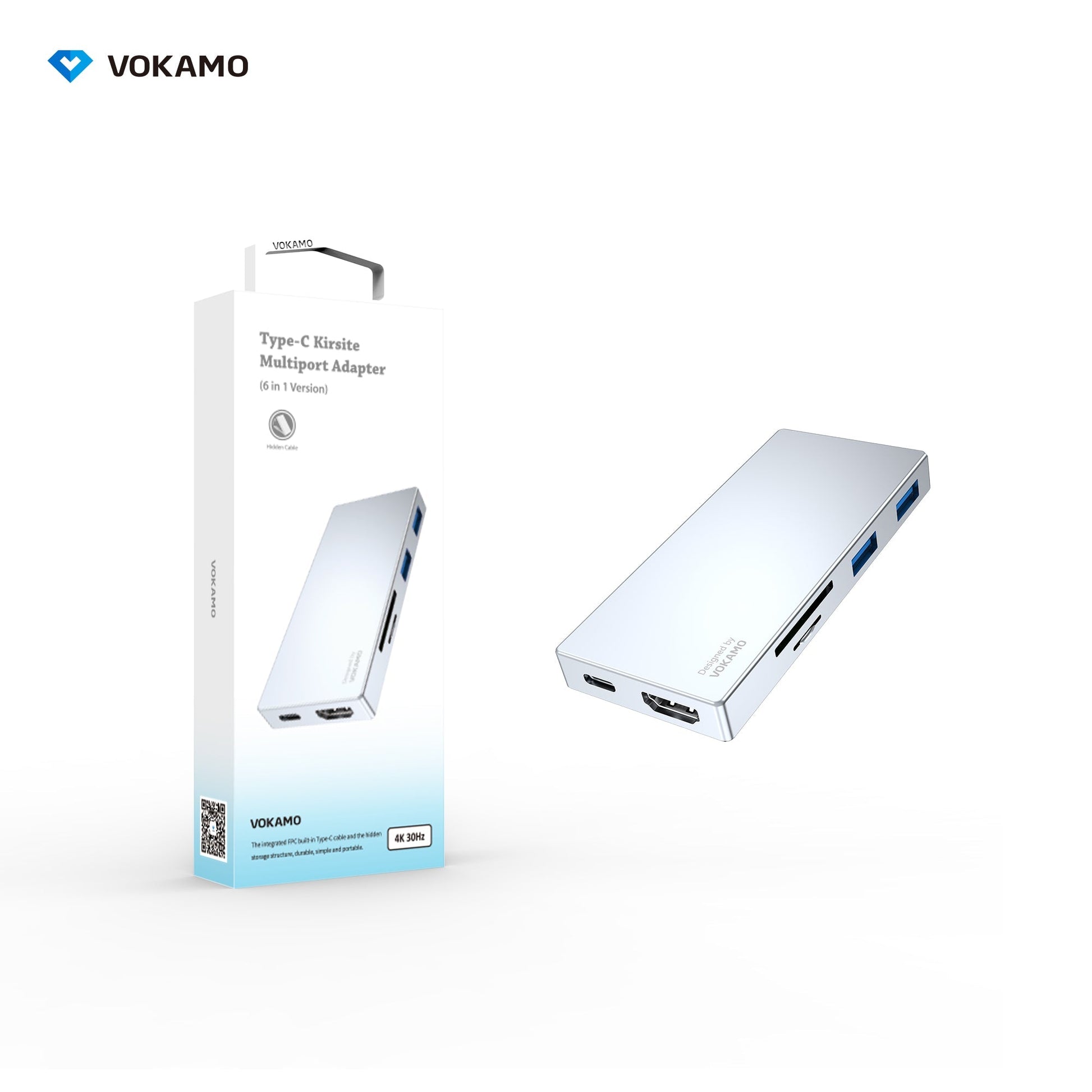 VOKAMO USB C HUB,6 - IN - 1 Multiport Adapter Portable 4K HDMI USB C Dongle - VOKAMO