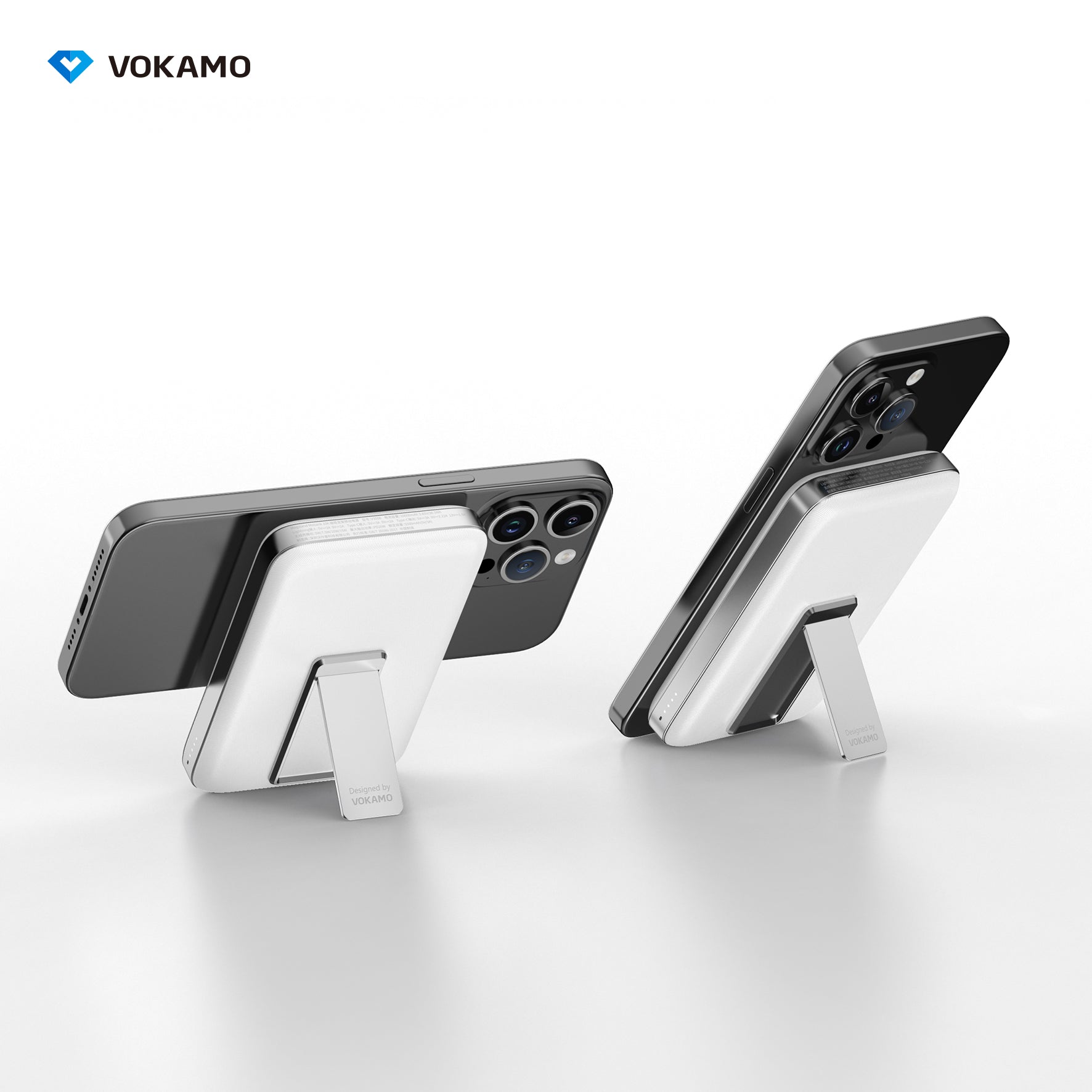 VOKAMO Wireless Power Bank 1000mAh Magnetic Portable Charger with Stand 20W USB C 15W Fast Charging External Battery Pack - VOKAMO