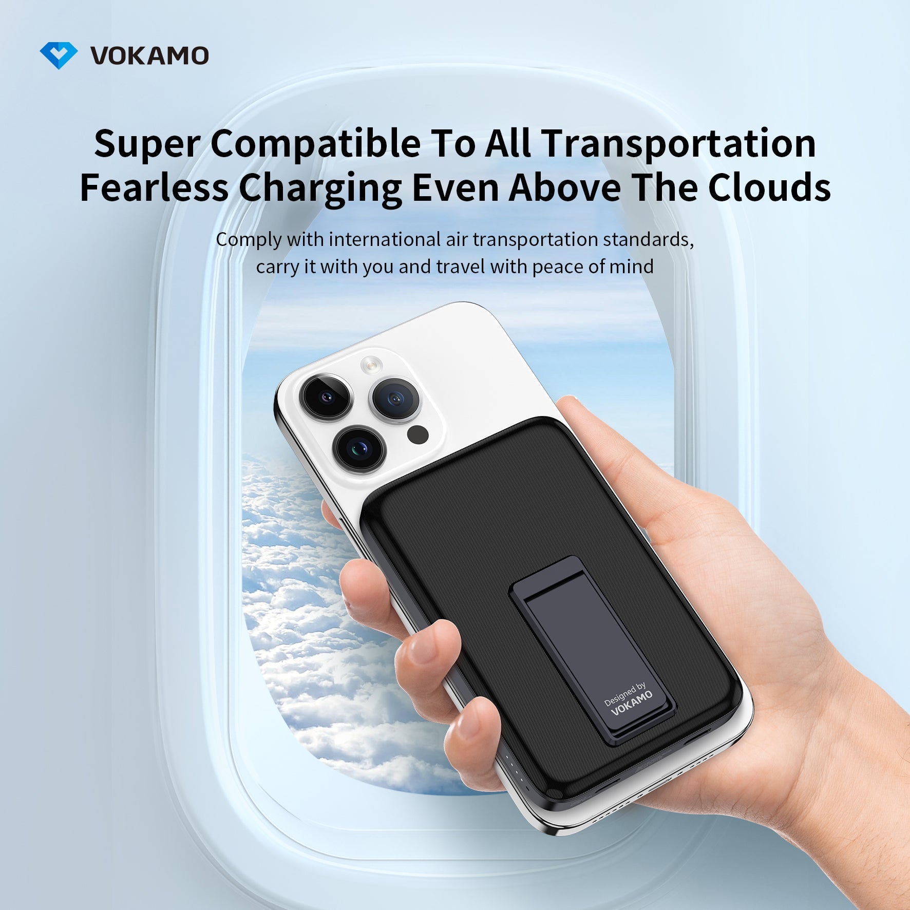 VOKAMO Wireless Power Bank 1000mAh Magnetic Portable Charger with Stand 20W USB C 15W Fast Charging External Battery Pack - VOKAMO