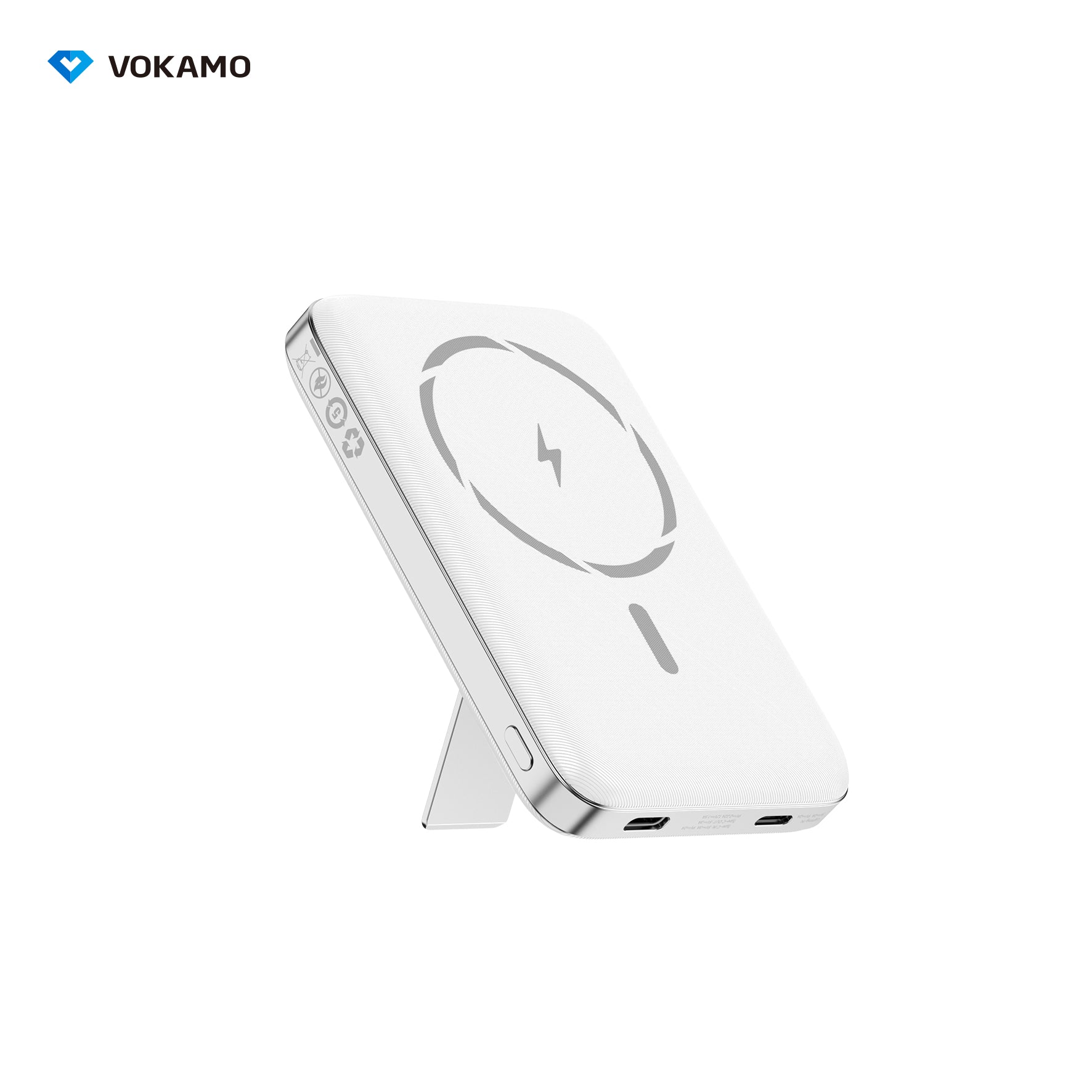 VOKAMO Wireless Power Bank 1000mAh Magnetic Portable Charger with Stand 20W USB C 15W Fast Charging External Battery Pack - VOKAMO
