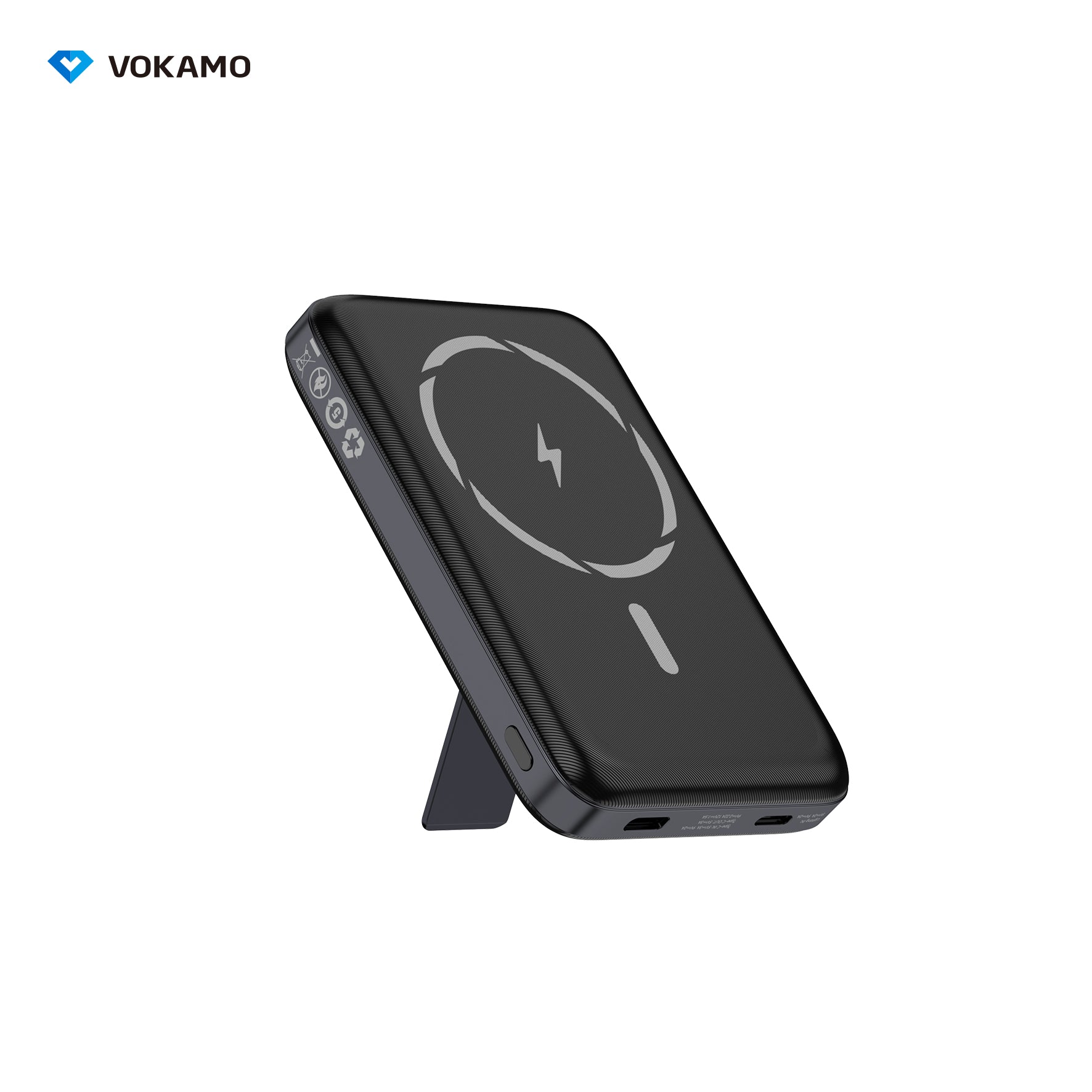 VOKAMO Wireless Power Bank 1000mAh Magnetic Portable Charger with Stand 20W USB C 15W Fast Charging External Battery Pack - VOKAMO