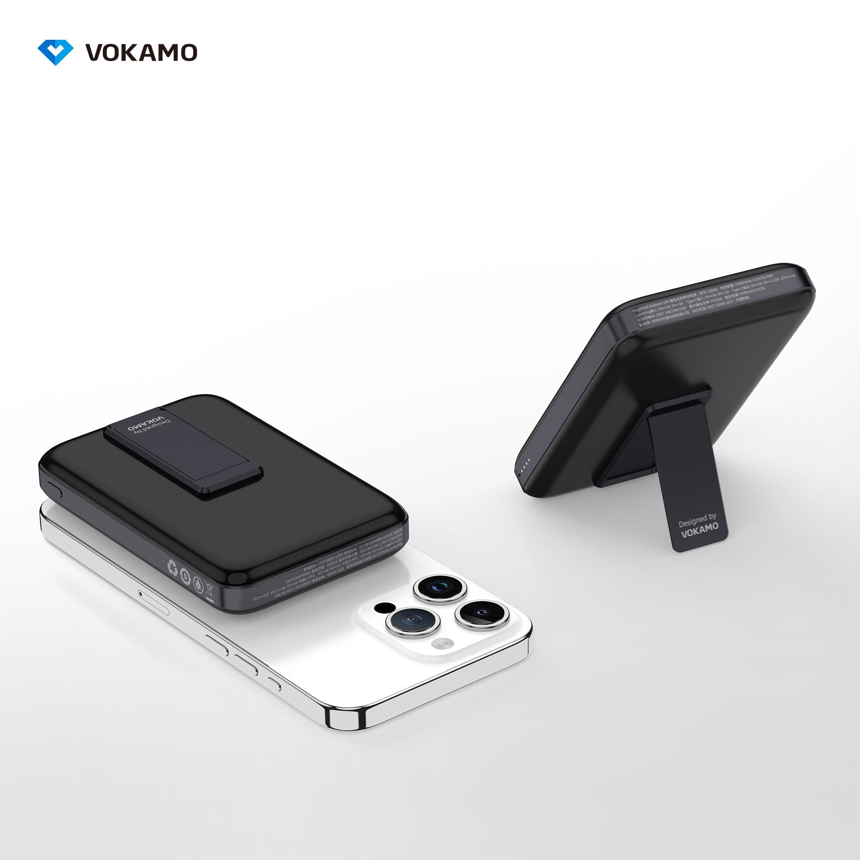 VOKAMO Wireless Power Bank 1000mAh Magnetic Portable Charger with Stand 20W USB C 15W Fast Charging External Battery Pack - VOKAMO