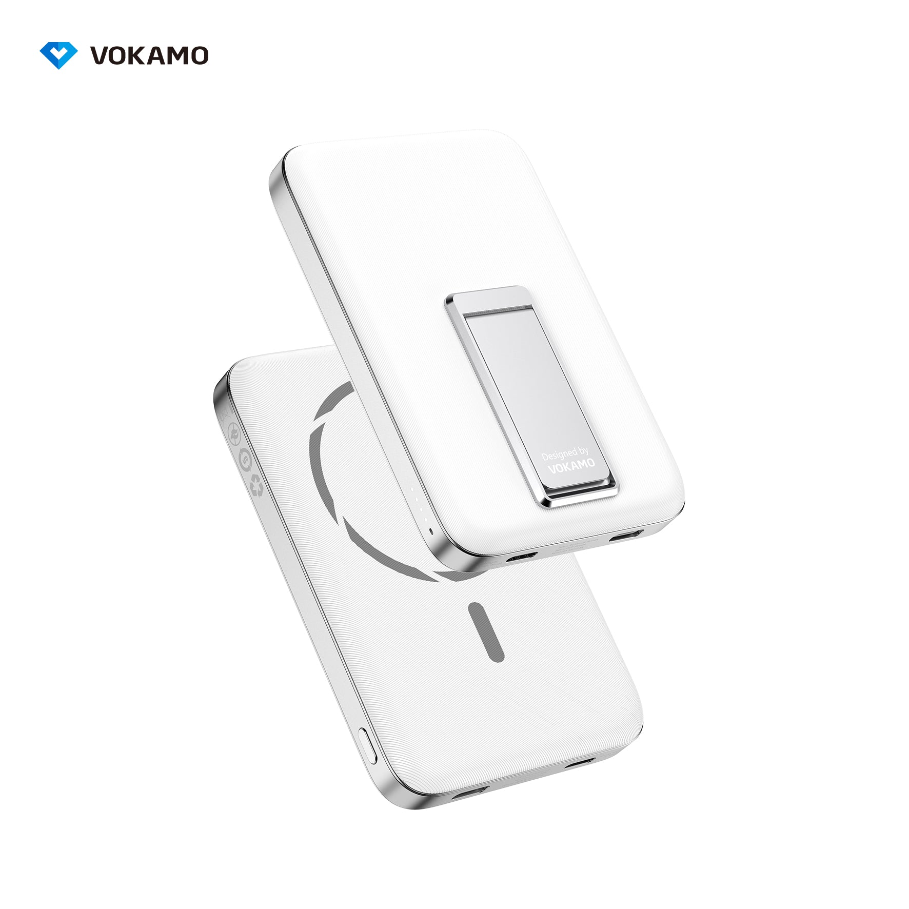VOKAMO Wireless Power Bank 1000mAh Magnetic Portable Charger with Stand 20W USB C 15W Fast Charging External Battery Pack - VOKAMO