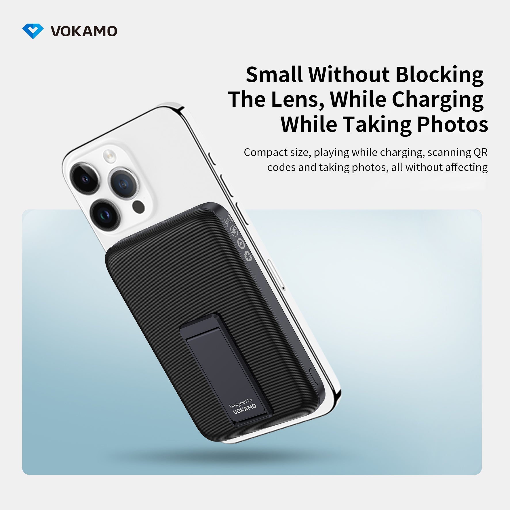 VOKAMO Wireless Power Bank 1000mAh Magnetic Portable Charger with Stand 20W USB C 15W Fast Charging External Battery Pack - VOKAMO