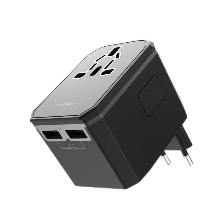 VOKAMO International Travel Adapter Worldwide All in One Universal Wall AC Power Plug Charger - VOKAMO