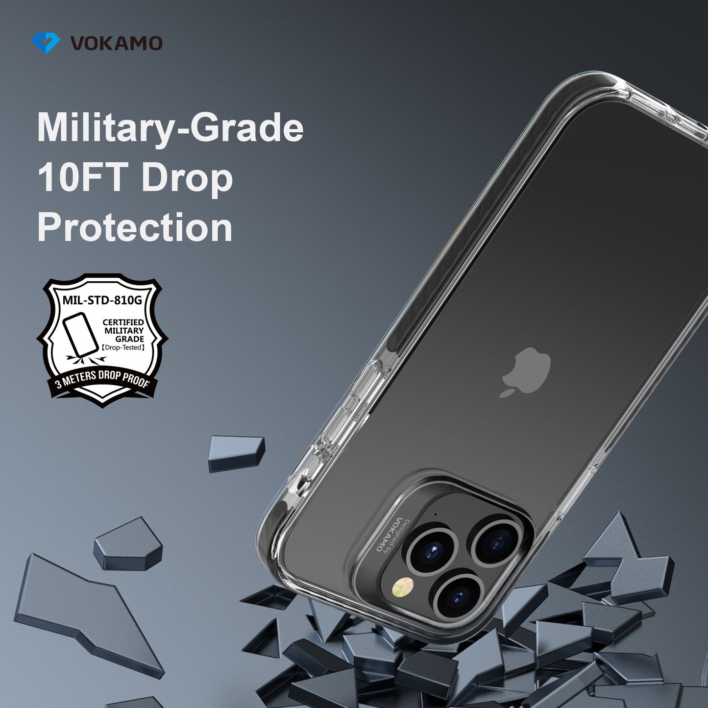 VOKAMO Shockproof Phone Cases, Drop Tested Clear Case for iPhone 14 Pro Max/14 Pro/iPhone 14/14 Plus - VOKAMO