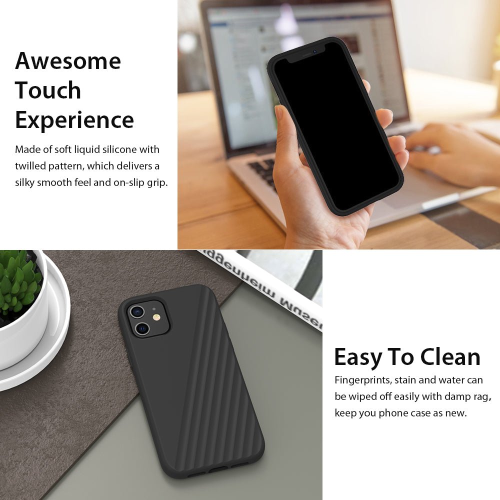 VOKAMO Shockproof Silicone Case For iPhone 12 Pro Max/12 Mini/12/12 Pro,Luxury Liquid Silicone Protective Cover Case - VOKAMO