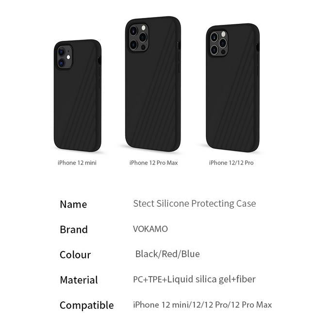 VOKAMO Shockproof Silicone Case For iPhone 12 Pro Max/12 Mini/12/12 Pro,Luxury Liquid Silicone Protective Cover Case - VOKAMO